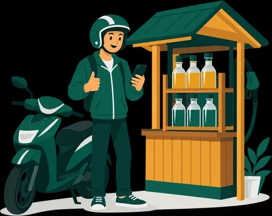 Pengendara motor melapor dari warung bensin eceran